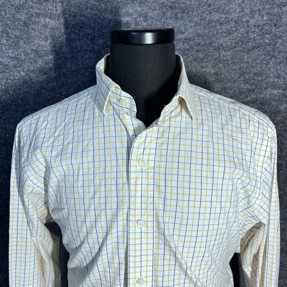Polo Ralph Lauren Button Down Shirt Mens 16.5 34/35‎ White Yellow Regent Classic